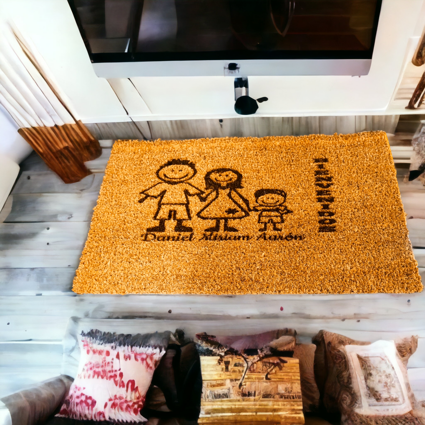 "Felpudo de fibra de coco personalizado: Añade un toque único y decorativo a tu hogar"