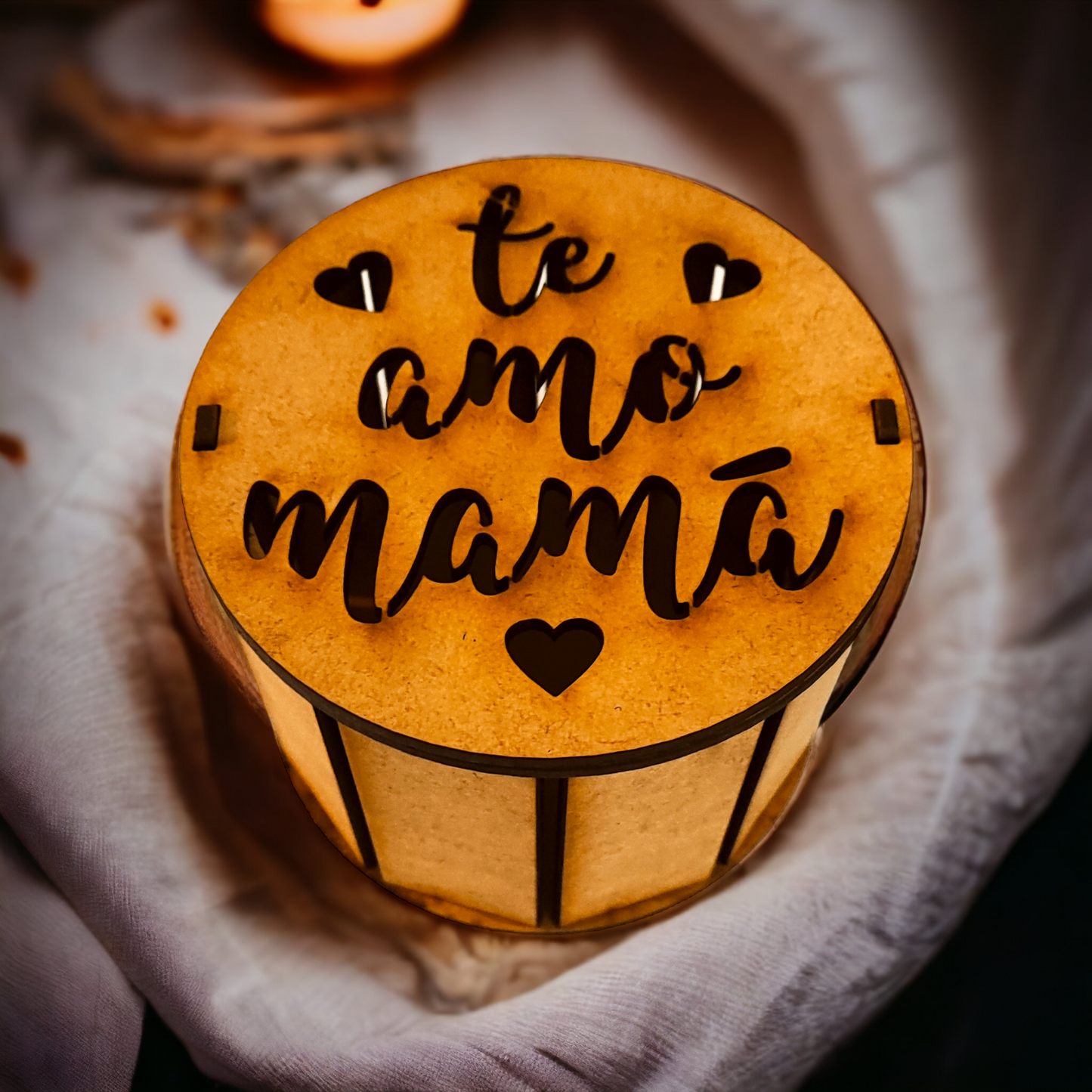 "Cajitas redondas de madera para el Día de la Madre con frase grabada - Joyero o regalo especial"