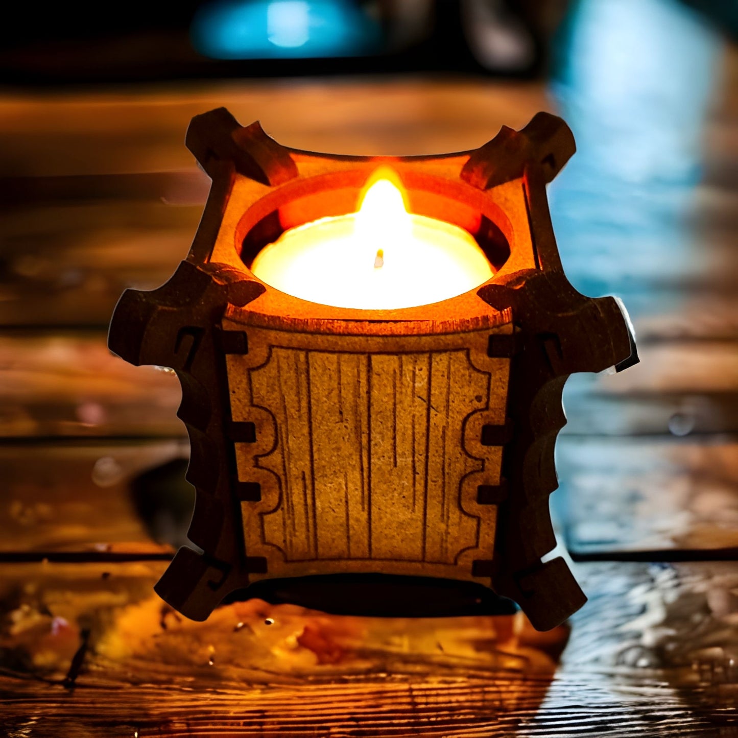 "Portavelas de madera grabado y pintado a mano, para velas pequeñas" - fusoregalos