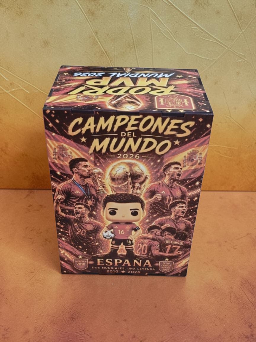 Caja Funko Personalizada de Madera Rodri MVP Mundial 2026