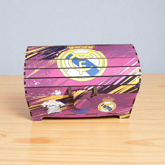 Cofre de Madera Real Madrid – Baúl Decorativo a Todo Color