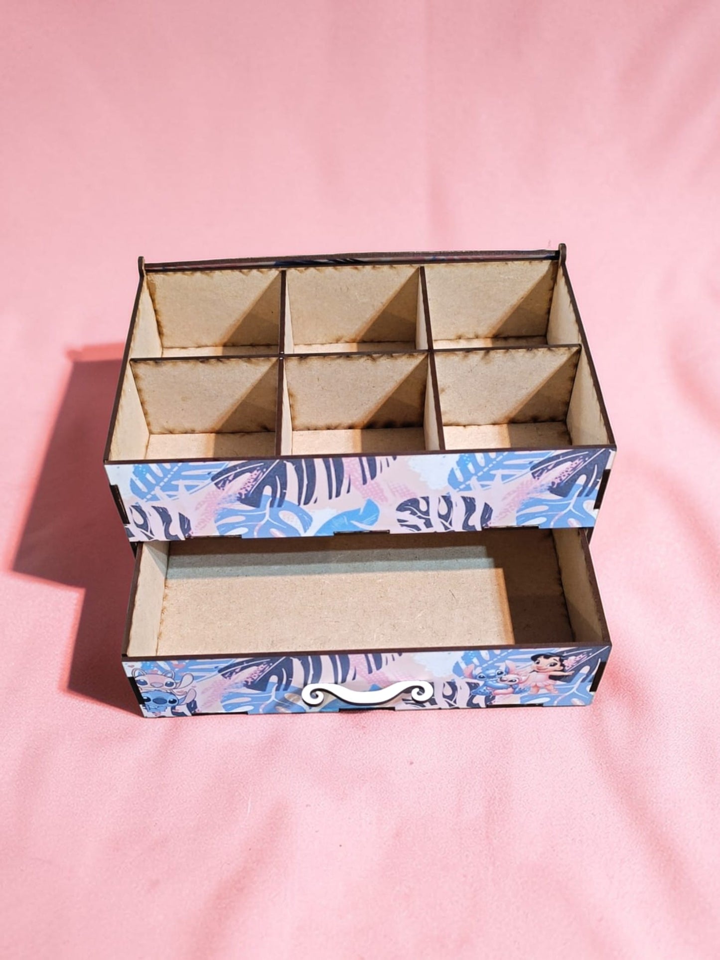 Caja organizadora Lilo y Stitch con cajón de madera