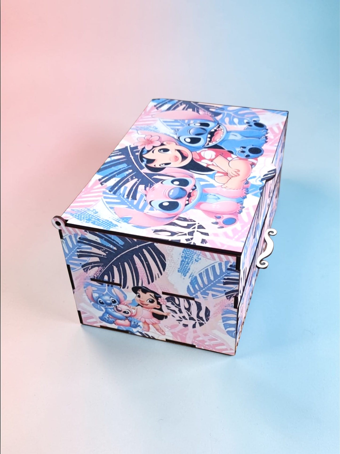 Caja organizadora Lilo y Stitch con cajón de madera