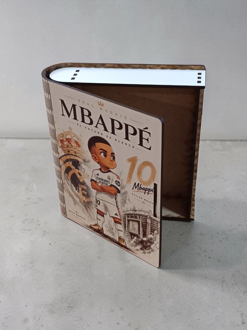 caja libro de madera personalizada Real Madrid