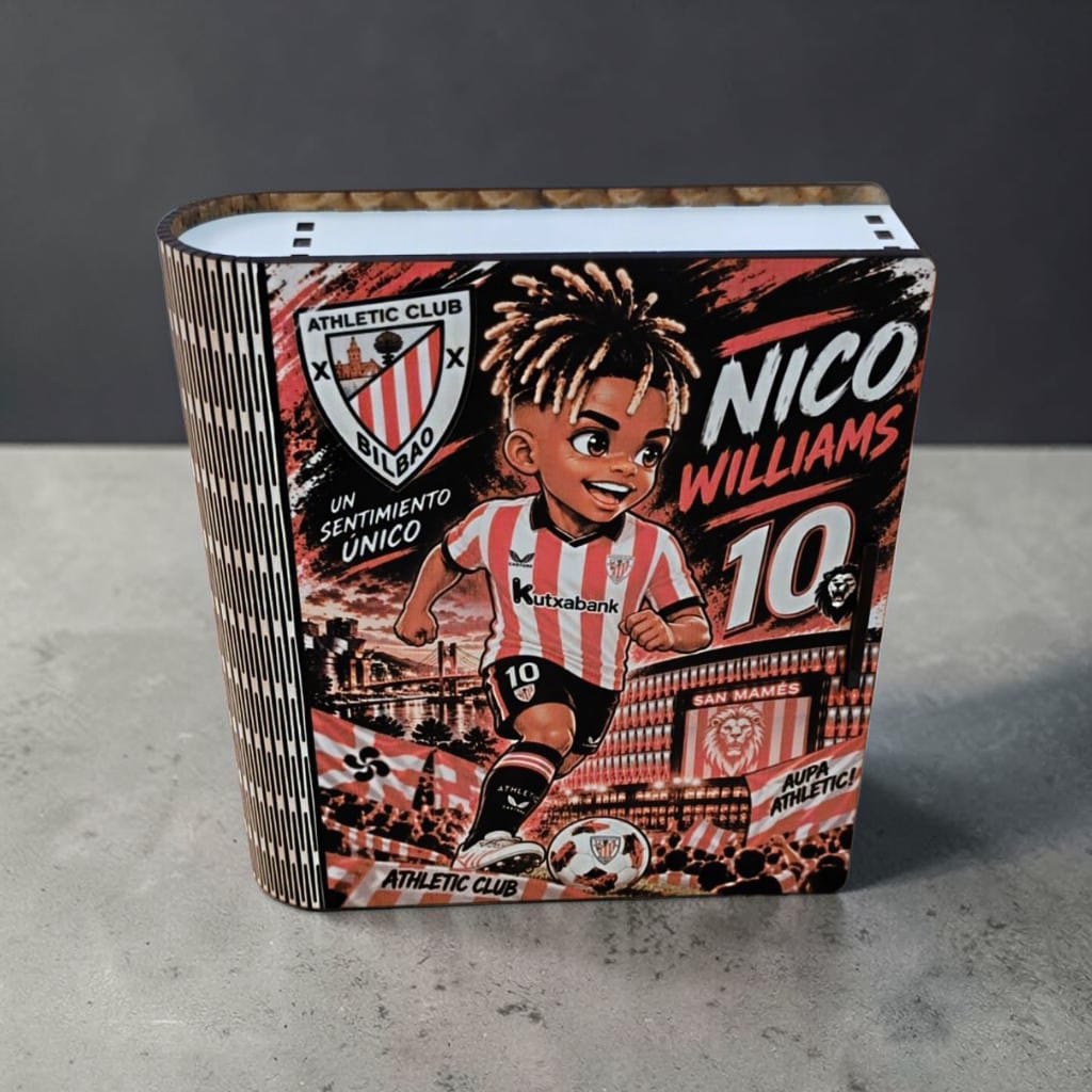 Caja de Madera en Forma de Libro Personalizada con Jugador de Fútbol