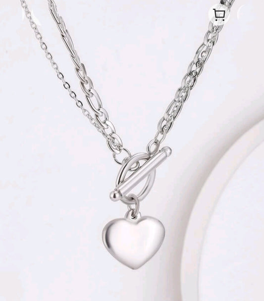 "Collar de Acero Inoxidable con Corazón: Joya de Amor Duradero"