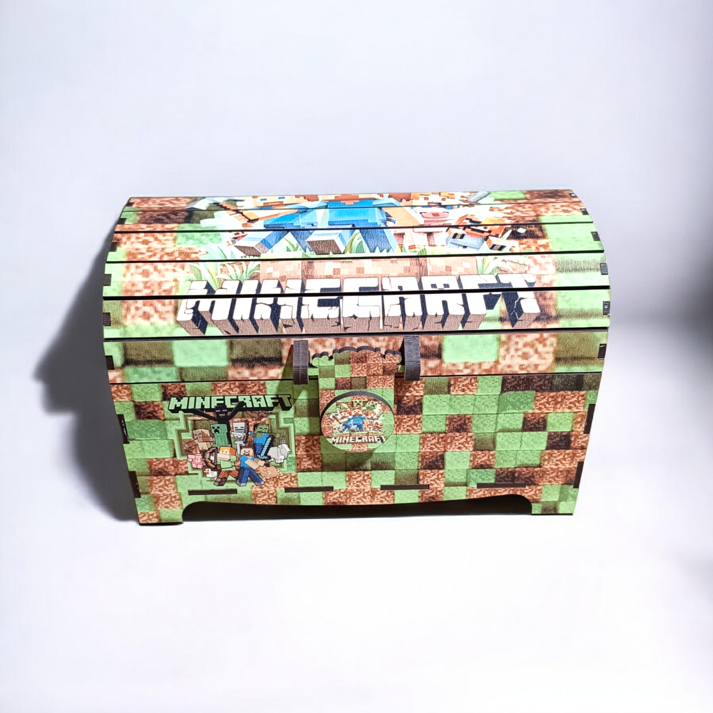 Cofre de Madera Minecraft – Baúl Decorativo Pixelado a Todo Color