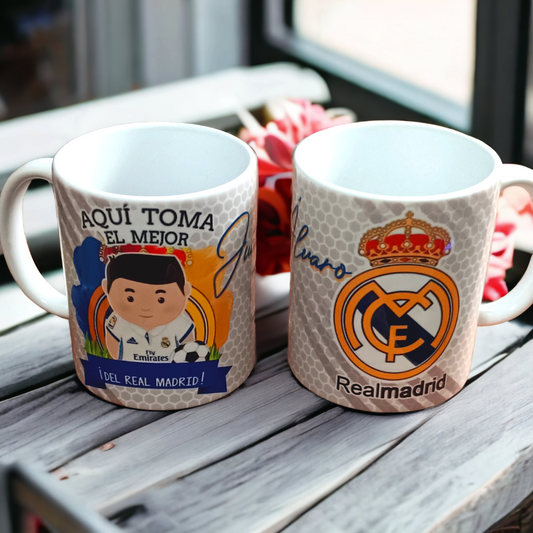 "¡Taza Personalizada Real Madrid para el Hincha Número Uno!"