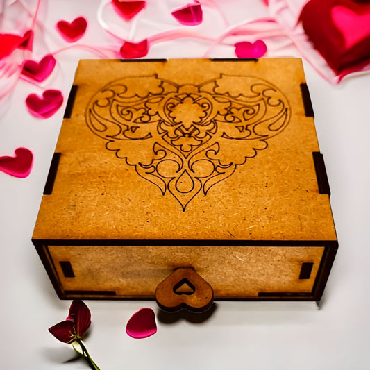 "Cajita de Madera Cajón con Grabado de Corazón: El Regalo Perfecto para Enamorados" - fusoregalos